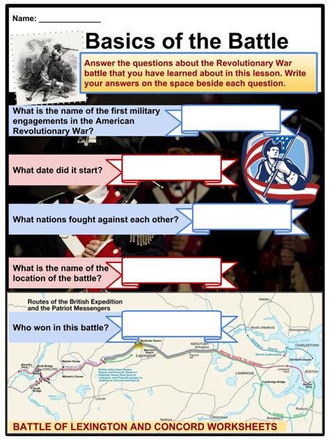 Battles Of Lexington And Concord Facts Worksheets History For Kids