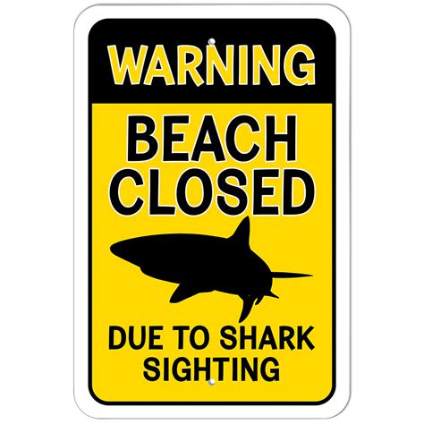 Beach Closed Shark Sighting Metal Warning Sign Jaws Ocean Safety 18 Amp Quot X12 Amp Quot Ebay In 2021