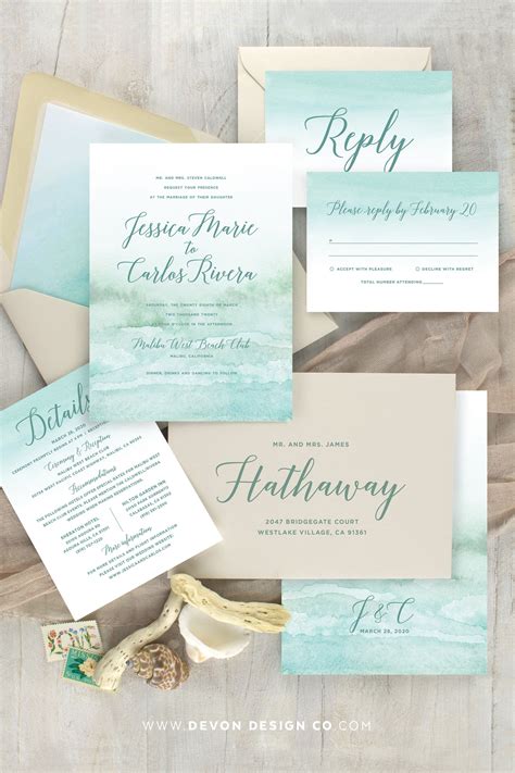 Beach Theme Wedding Invitations Destination Wedding Details