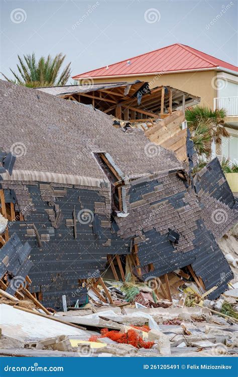 Beachfront Homes Completely Destroyed By Hurricane Nicole Daytona Beach Fl Editorial Photography