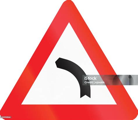 Belgian Warning Road Sign Bend To Left Stock Illustration Download