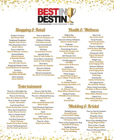 Best In Destin 2023 Vip Destin Magazine