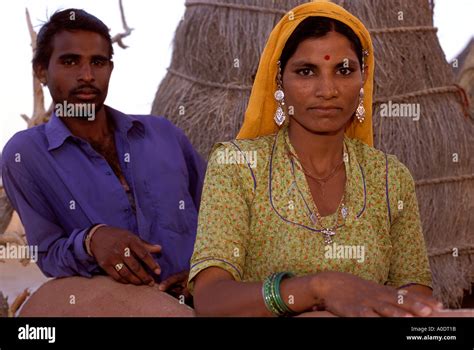 Bhil Indigenous Couple Barjarsar Rajasthan Desert India Stock Photo Royalty Free Image 3253274