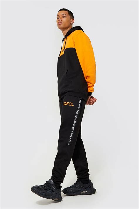 Big Amp Tall Colour Block Tracksuit Boohoo