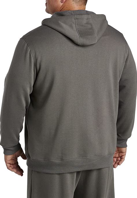 Big And Tall Essentials By Dxl Men Amp 39 S Full Zip Fleece Hoodie Grey 2Xlt Walmart Com