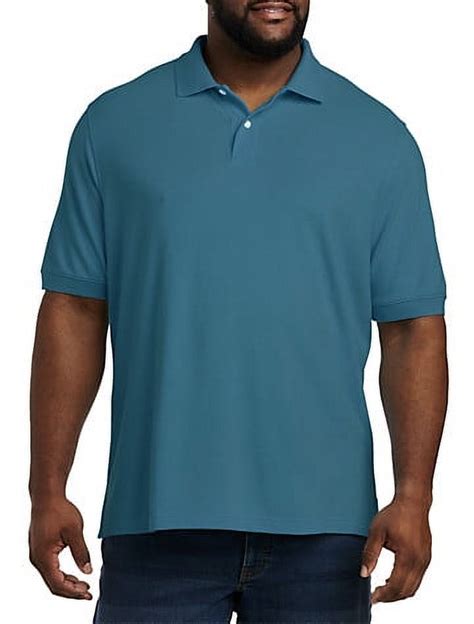 Big And Tall Essentials By Dxl Men Amp 39 S Pique Mesh Short Sleeve Polo Shirt Aqua 5Xlt Walmart Com