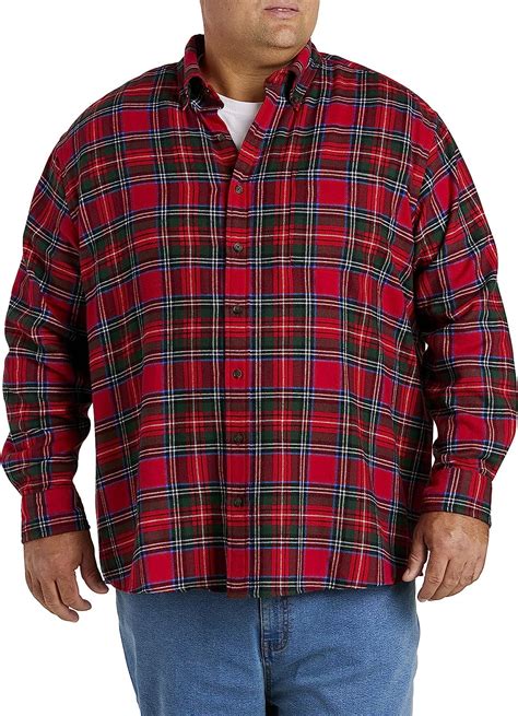 Big And Tall Essentials By Dxl Men Amp 39 S Plaid Flannel Sport Shirt Red Plaid 2Xl Walmart Com