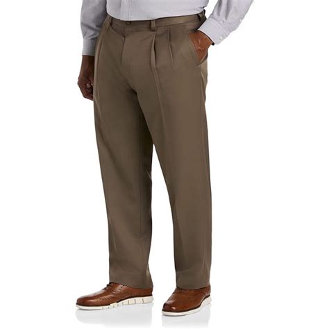 Big And Tall Essentials By Dxl Men Amp 39 S Pleated Dress Pants Dark Khaki 60W X 28L Walmart Com