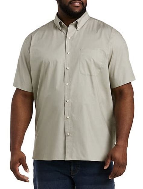 Big And Tall Essentials By Dxl Men Amp 39 S Poplin Short Sleeve Sport Shirt Light Grey 3Xlt Walmart Com