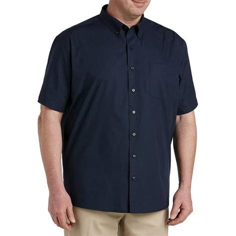 Big And Tall Essentials By Dxl Men Amp 39 S Poplin Short Sleeve Sport Shirt Navy 2Xlt Walmart Com