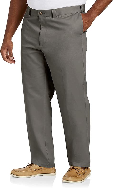 Big And Tall Essentials By Dxl Men S Flat Front Twill Pants Grey 44W