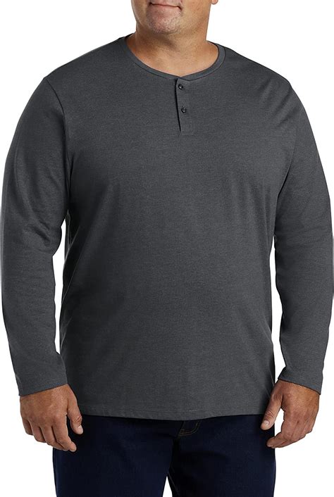 Big And Tall Essentials By Dxl Men S Long Sleeve Henley Shirt Grey