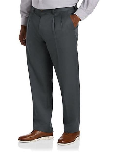 Big And Tall Essentials By Dxl Men S Pleated Dress Pants Dark Grey