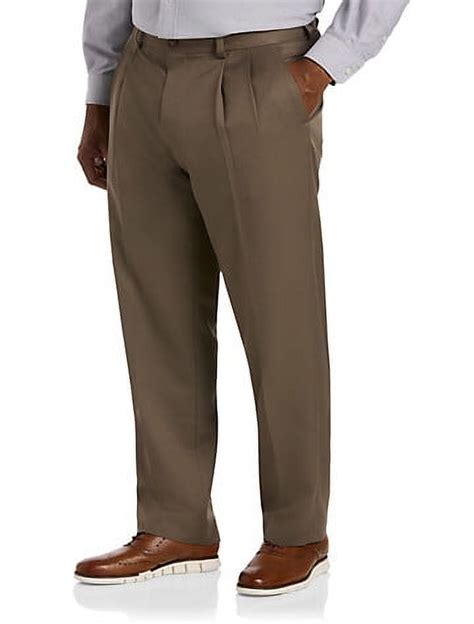 Big And Tall Essentials By Dxl Men S Pleated Dress Pants Dark Khaki