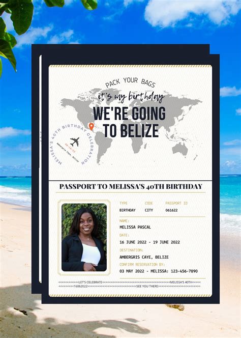 Birthday Passport Invitation Destination Birthday Invitation Editable