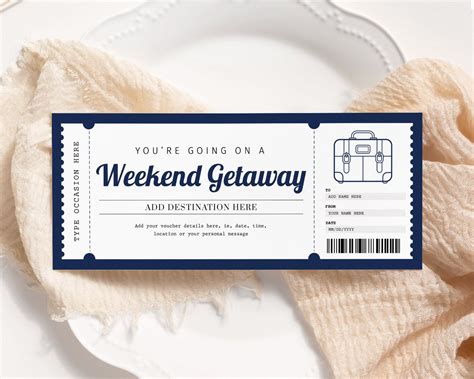 Birthday Weekend Getaway Customizable Voucher Ticket Gift Card Etsy India