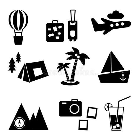 Black And White Silhouette Travel Recreation And Vacation Vector