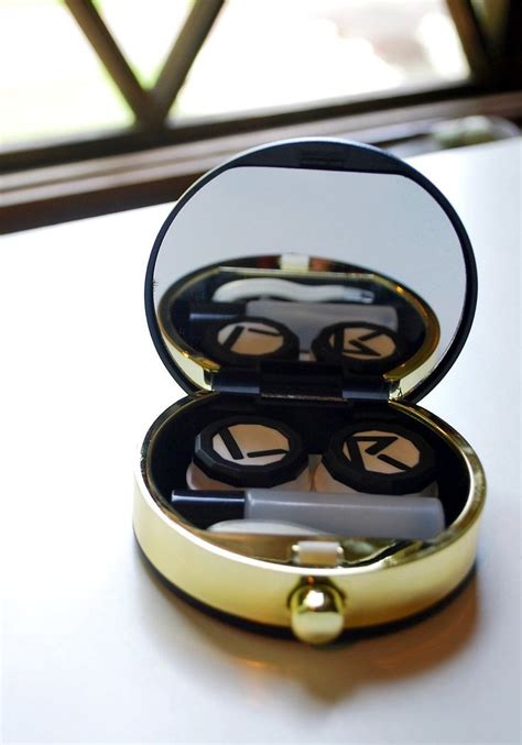 Black Contact Lens Case And Travel Kit Gold Foiled Eye Glasses Design