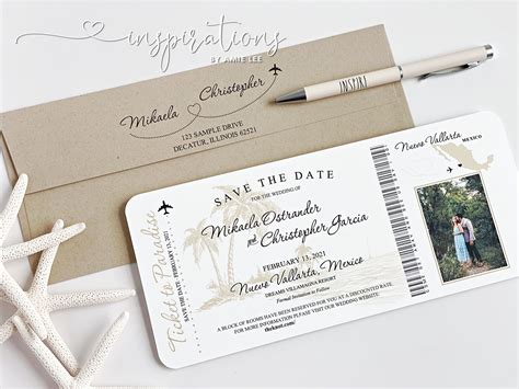 Boarding Pass Save The Dates Ticket To Paradise Save The Date