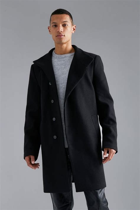 Boohoo Big Tall Funnel Neck Wool Look Overcoat Big And Tall Style