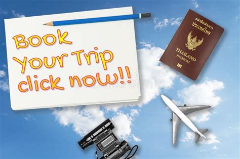 Book Your Trip Click Now Travel Agency Banner Stock Photo Image Of