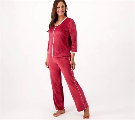 Breezies Lounge Fleeced Lounge Set With Satin Trim Qvc Com