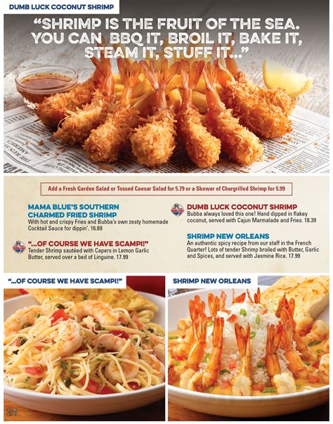 Bubba Gump Menu With Pictures