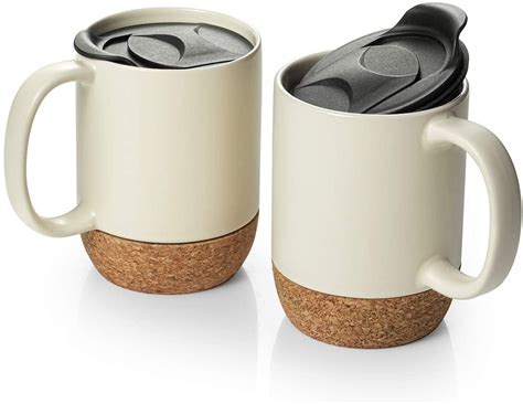 Buy Dowan Coffee Mugs Set Of 2 15 Oz Ceramic Mug With Insulated Cork Bottom And Splash Proof