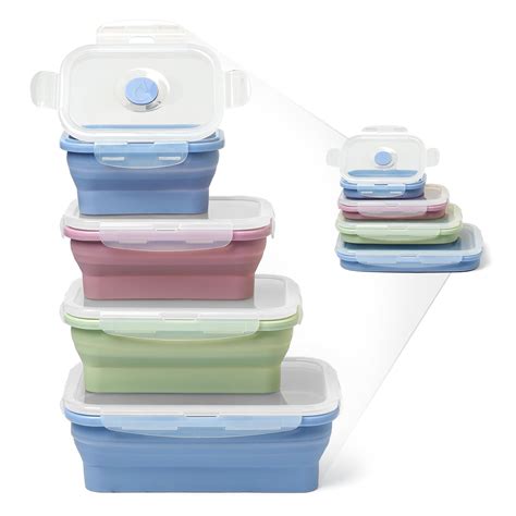 Buy Ichc Set Of 4 Collapsible Storage Containers Space Saving Food Silicone Containers Flat