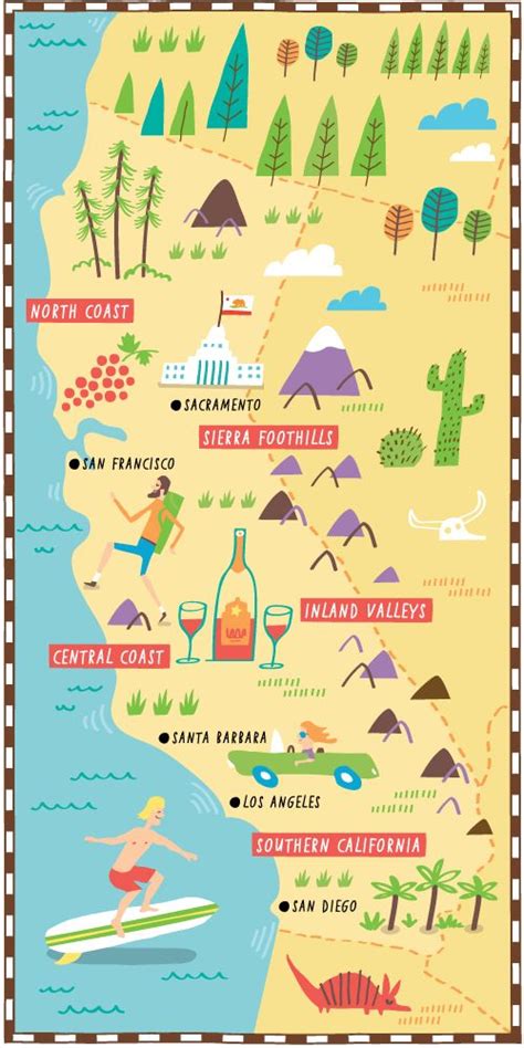 California Illustrated Map By Nate Padavick Www Idrawmaps Com California Map Illustrated