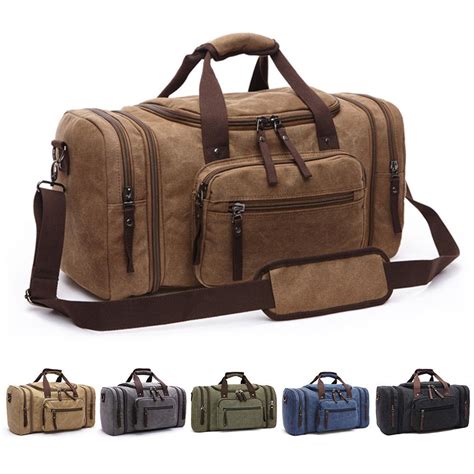 Canvas Travel Tote Luggage Large Men S Weekend Gym Shoulder Duffle Bag