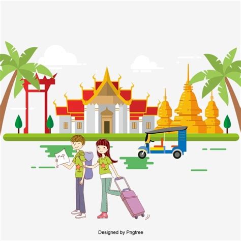 Cartoon Thailand Holiday Tourism Thailand Illustration Travel Png Transparent Clipart Image