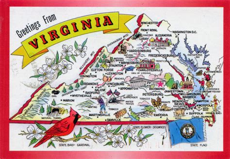 Cartoon Virginia Map With Cities