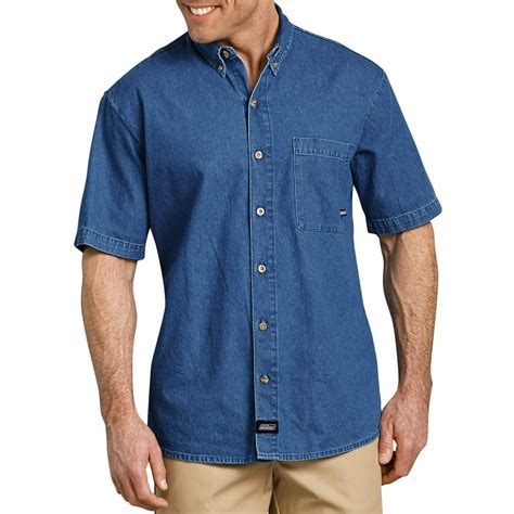 Casual Button Down Shirts Men Mens Short Sleeve Denim Shirt 2Xl Mens 6 5 Oz Short Sleeve Dark