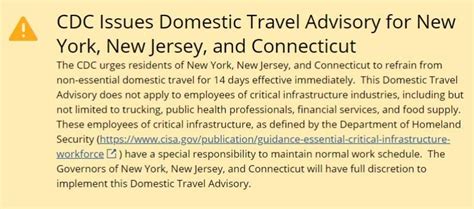 Cdc Issues Highly Redundant Travel Advisory For New York New Jersey Connecticut