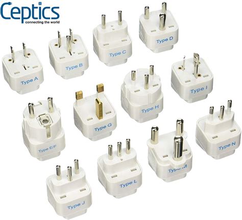 Ceptics Travel Adapter With Types A M Plugs Travel Plug Adapter Set