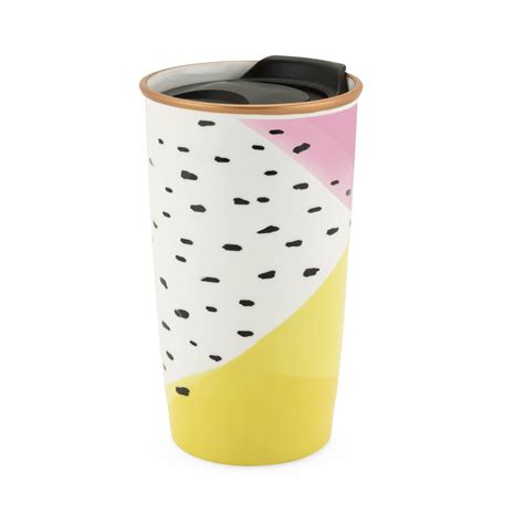 Ceramic Travel Mug Bryce Color Block Coffee Insulated Travel Mug With Lid Walmart Com