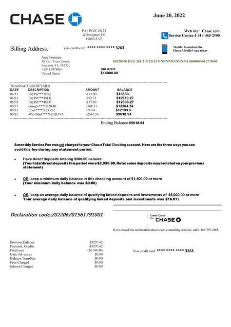 Chase Credit Card Statement 222 June 20 2022 Web Site Chase Service