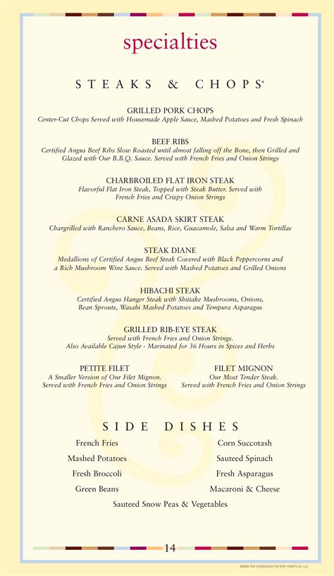 Cheesecake Factory Destin Menu Travel Guides Tips