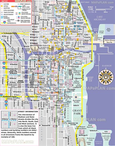 Chicago Map Free Inner City Map Showing Magnificent Mile Shopping Malls Main Landmarks Great