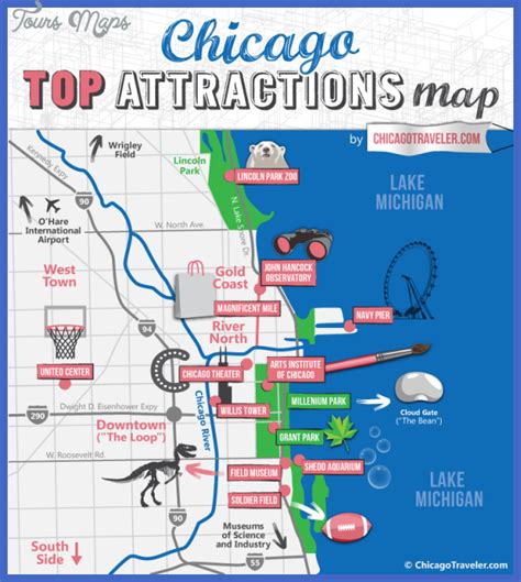 Chicago Map Tourist Attractions Toursmaps Com