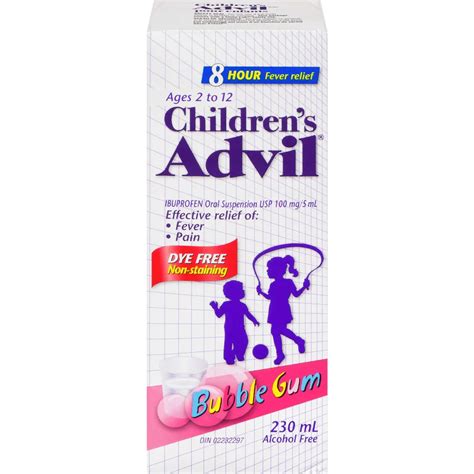 Children S Advil Fever And Pain Relief Ibuprofen Oral Suspension Dye