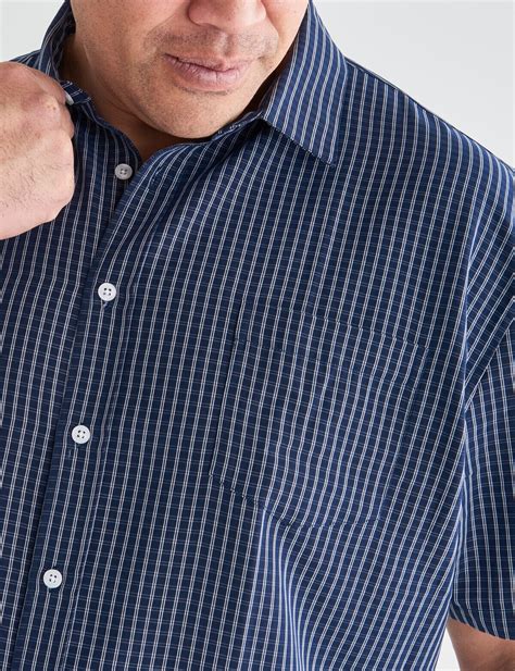 Chisel King Size Check Short Sleeve Soft Touch Shirt Navy Casual Shirts