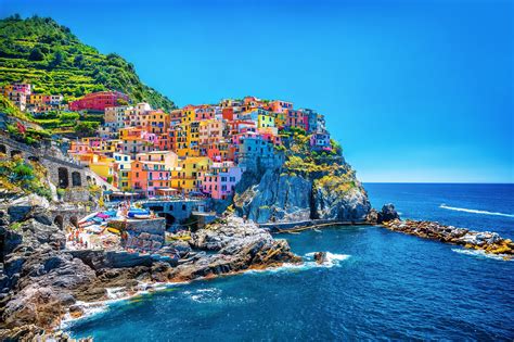 Cinque Terre The Five Small Coastal Villages Together With Nearby Town