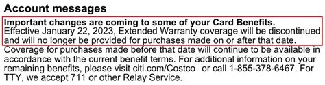 Citi Costco Anywhere Credit Card Extended Warranty Benefit Ending On