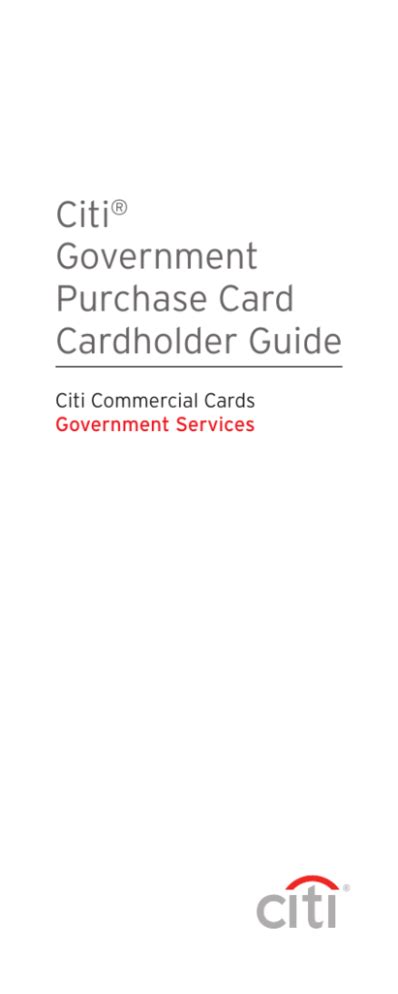 Citi Government Purchase Card Cardholder Guide Citi Government