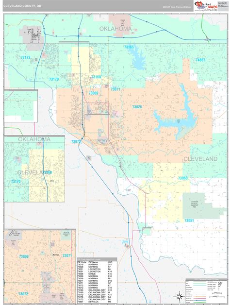 Cleveland County Ok Wall Map Premium Style By Marketmaps Mapsales