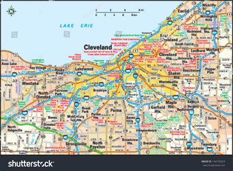 Cleveland Ohio Area Map Stock Vector 144155623 Shutterstock