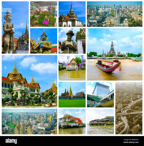 Collage Of Landmarks Of Bangkok Thailand Stock Photo Image Of