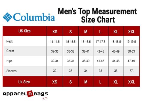 Columbia Sizing Chart For Men